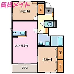 ウイングヒルズ 2LDKの間取図画像