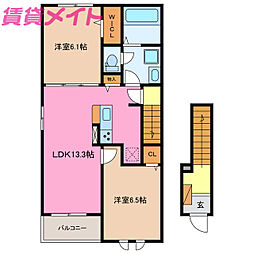 ソレイユ・MM 2LDKの間取図画像