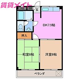 ピュアクレールC 2DKの間取図画像