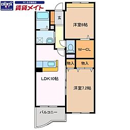 シルクスクエア 2LDKの間取図画像