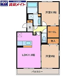 インフィニストリア 2LDKの間取図画像