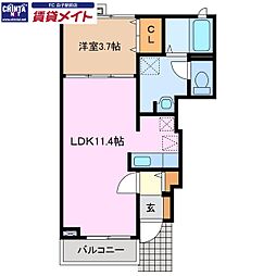 セレノパラッソ1 1LDKの間取図画像