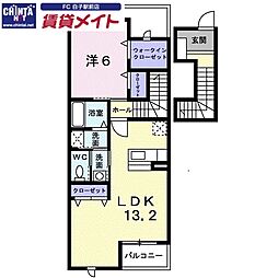 アミティ 1LDKの間取図画像