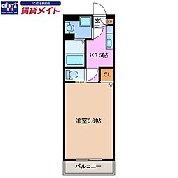 セントリバーヒルズひばりが丘2 1Kの間取図画像