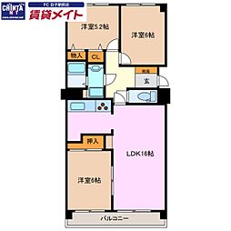 エスポア鈴鹿 3LDKの間取図画像