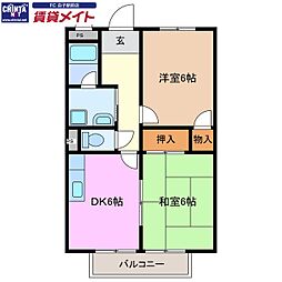 トウーンタウンミッキー 2DKの間取図画像