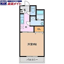 道伯ゴールドヒルズグッドスリー 1Kの間取図画像
