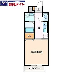 セントリバーヒルズ神戸 1Kの間取図画像