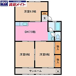 コーポ千代崎 3DKの間取図画像