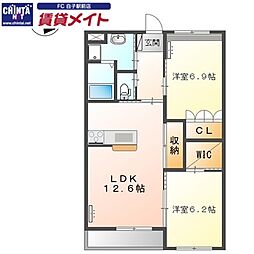 アラモード 2LDKの間取図画像