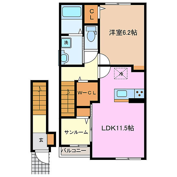 コンフォート 203｜三重県伊勢市御薗町高向(賃貸アパート1LDK・2階・50.96㎡)の写真 その2