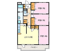 常磐町Ms 202 ｜ 三重県伊勢市常磐町（賃貸マンション3LDK・2階・78.50㎡） その2