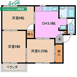 フォーブル川端A 3DKの間取図画像