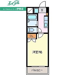 ワールドパレス 2階1Kの間取り
