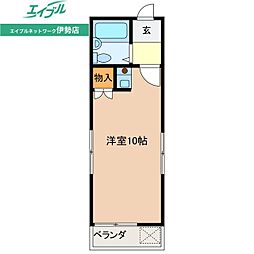 あこうハイツ 2階ワンルームの間取り