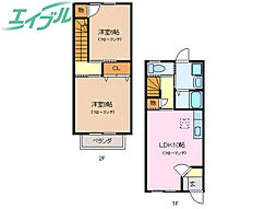 Ｇａｒｄｅｎ　Ｖａｌｌｅｙ　Ａ棟 1階2LDKの間取り