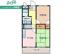 サニーハイツ 2階2DKの間取り