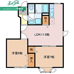 スター・ゲート・ヒルズ 1階2LDKの間取り