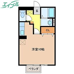 Ｃｏｕｒｔ Ｒｏｍａｎ 2階ワンルームの間取り