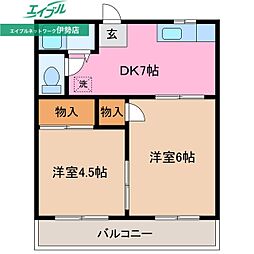 コーポ・原 2DKの間取図画像