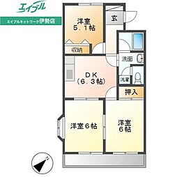 メゾンレトワール 1階3DKの間取り