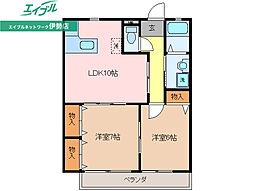 ソーレンサイド 2階2LDKの間取り