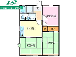 サプリーム 1階3DKの間取り