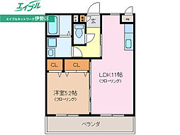 サンタプレイス 1階1LDKの間取り