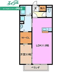 Ｃ‘est la vie 75 2階1LDKの間取り