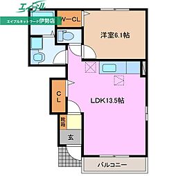 シンフォニー　I棟 1階1LDKの間取り