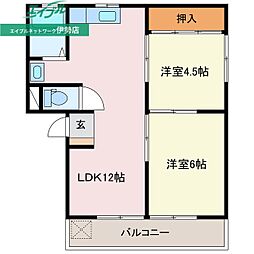 富士ハイツ 2LDKの間取図画像