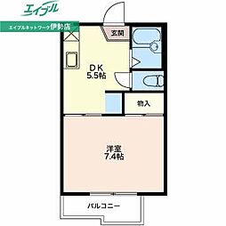 ハイツカアムA 1DKの間取図画像