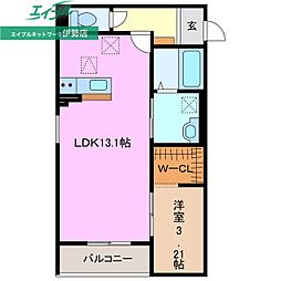 伊勢市御薗町王中島アパート 1LDKの間取図画像