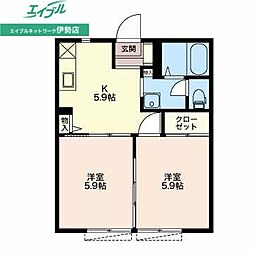 セゾンクレールB 2Kの間取図画像