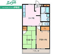 エクセレント山宝 2DKの間取図画像
