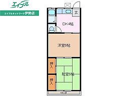 第2晴海ハイツ 2DKの間取図画像