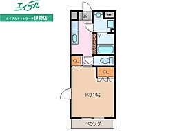 アンジュール 1Kの間取図画像