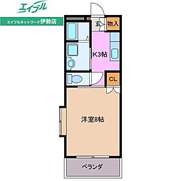 アニバーサリー 1Kの間取図画像