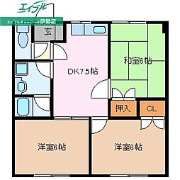 ウインドコート明野 3DKの間取図画像