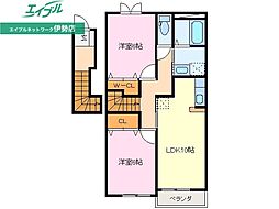 ジェム・インB 2LDKの間取図画像