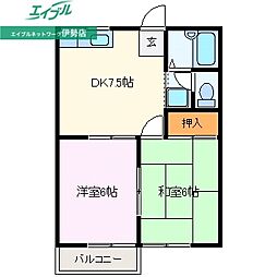 コーポM 2DKの間取図画像