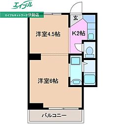 ビレッジハウス小俣2号棟 2Kの間取図画像