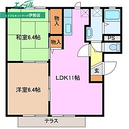エルパティオB 2LDKの間取図画像