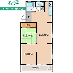 勢田パークマンションA 2LDKの間取図画像
