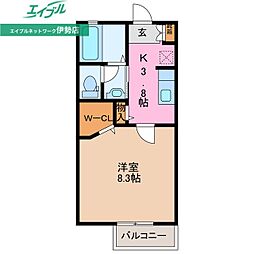 グランドール派 1Kの間取図画像