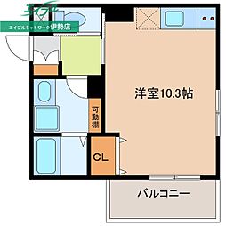 CASAα 外宮 ワンルームの間取図画像