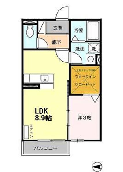 グランド ソレーユ　Ｂ 205｜三重県津市高茶屋小森町(賃貸アパート1LDK・2階・33.61㎡)の写真 その2