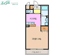 リジェール21 1階ワンルームの間取り