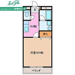 グランハーベスト 4階1Kの間取り