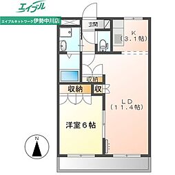 クローバーグリーン5 1LDKの間取図画像